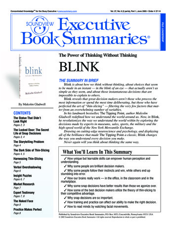 The Power Of Thinking Without Thinking BLINK