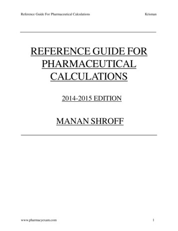REFERENCE GUIDE FOR PHARMACEUTICAL CALCULATIONS