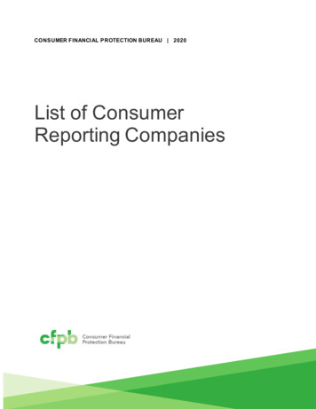 List Of Consumer Reporting Companies
