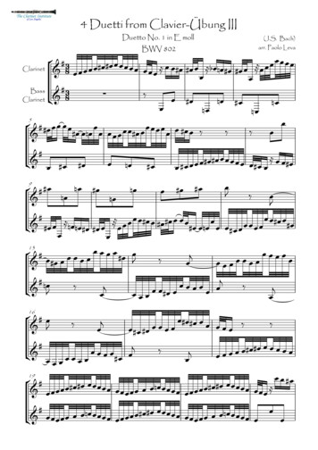 4 Duetti From Clavier-Übung III - Clarinet Institute