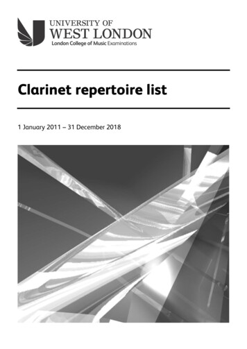 Clarinet Repertoire List - University Of West London
