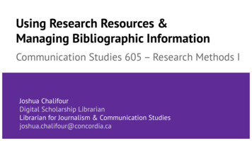 Using Research Resources & Managing Bibliographic Information