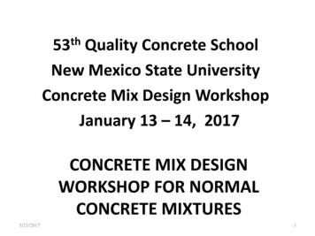 Designing And Proportioning Normal Concrete Mixtures