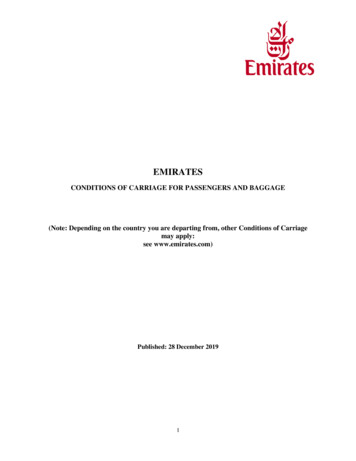 Conditions Of Carriage - Emirates Flights