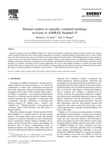 Thermal Comfort In Naturally Ventilated Buildings .