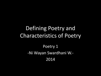Defining Poetry And Characteristics Of Poetry