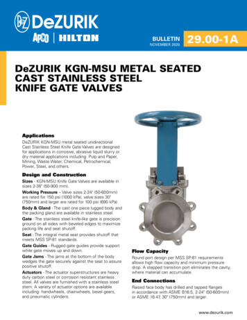 DeZURIK KGN-MSU METAL SEATED CAST STAINLESS STEEL KNIFE .