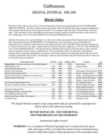 Digital Hymnal II Master Index For PDF