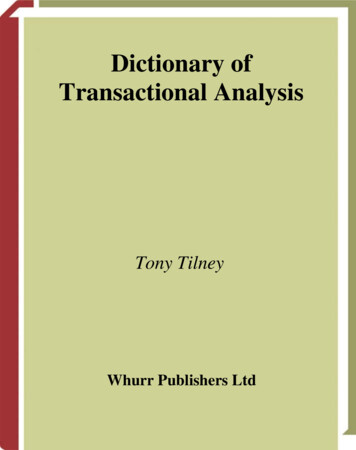 Dictionary Of Transactional Analysis