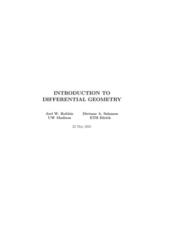 INTRODUCTION TO DIFFERENTIAL GEOMETRY