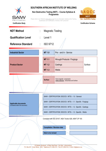 NDT Method : Magnetic Testing : Level 1 : ISO 9712