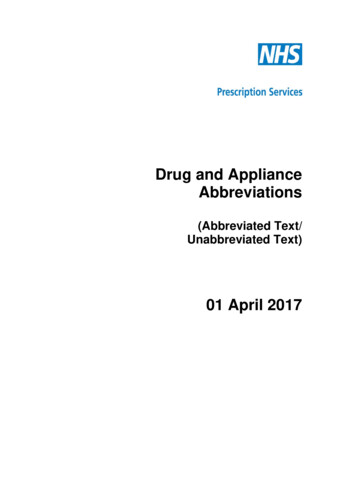 Drug And Appliance Abbreviations - NHSBSA