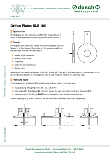 Orifice Plates BLS 100 - Dosch-gmbh.de