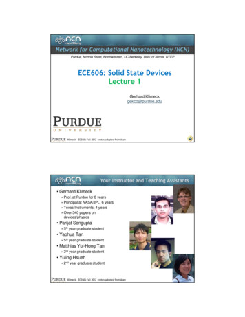 ECE606: Solid State Devices Lecture 1 - Purdue University
