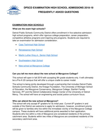 DPSCD EXAMINATION HIGH SCHOOL ADMISSIONS 2018-19 .