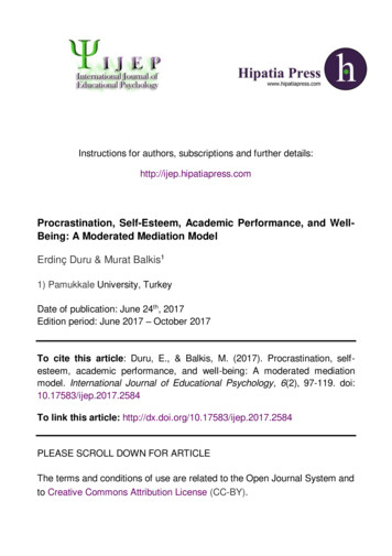 Procrastination, Self-Esteem, Academic Performance, And .