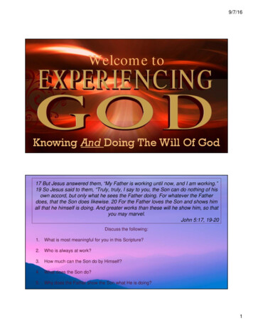 Experiencing God- Session 1 (Introduction) 09-06-16 Handout