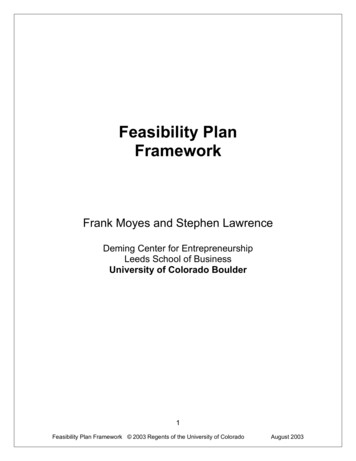 Feasibility Plan Framework - University Of Colorado Boulder