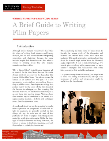 WRITING WORKSHOP BRIEF GUIDE SERIES A Brief Guide To .