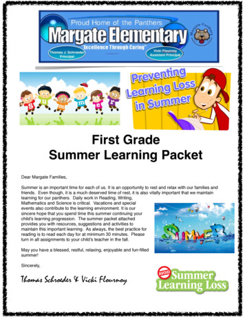 First Grade Summer Learning Packet - Margate Elementary