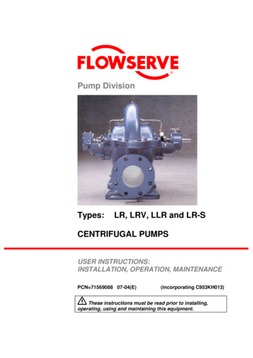 Types: LR, LRV, LLR And LR-S CENTRIFUGAL PUMPS