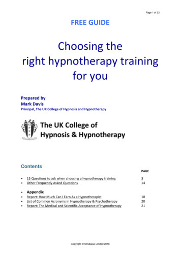 Choosing The Right Hypnotherapy Training For You