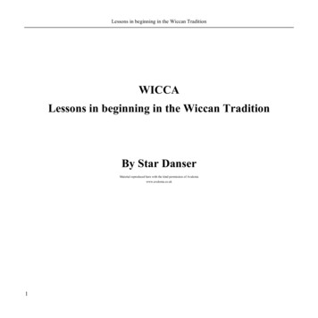 WICCA Lessons In Beginning In The Wiccan Tradition By Star .