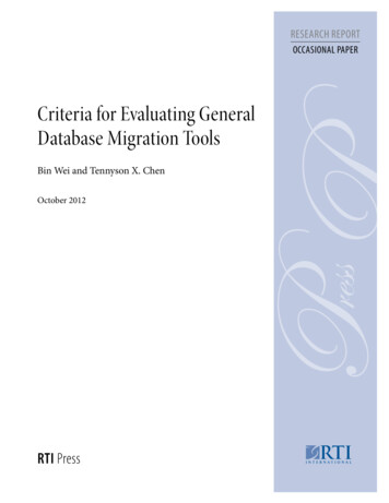 Criteria For Evaluating General Database Migration Tools