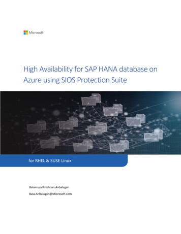 High Availability For SAP HANA Database On Azure Using .