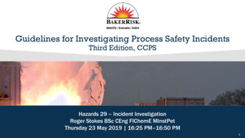 Guidelines For Investigating Process Safety Incidents