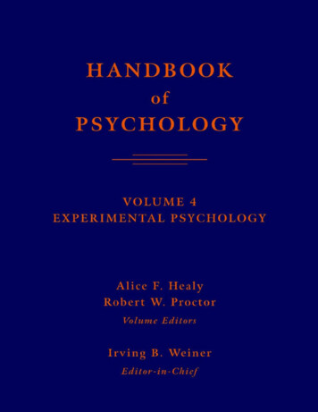 Handbook Of Psychology, Volume 4: Experimental Psychology