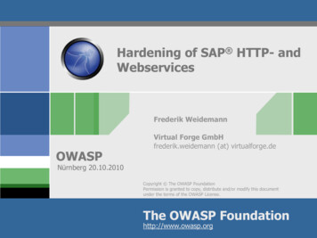 Hardening Of SAP HTTP- And Webservices - OWASP