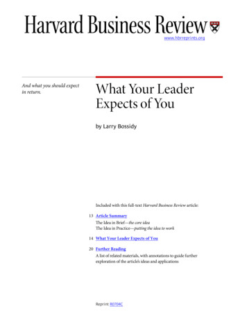 And What You Should Expect What Your Leader Expects Of You