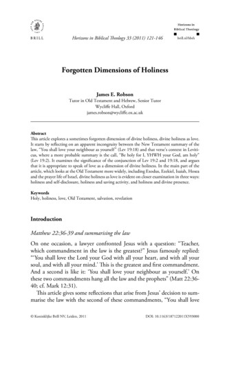 Forgotten Dimensions Of Holiness