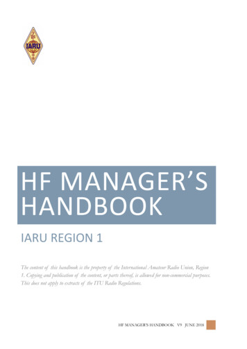 HF Manager S Handbook - IARU R1