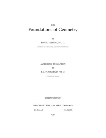 The Foundations Of Geometry - UCB Mathematics