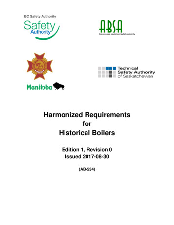 AB-534 Harmonized Requirements For Historical Boilers .