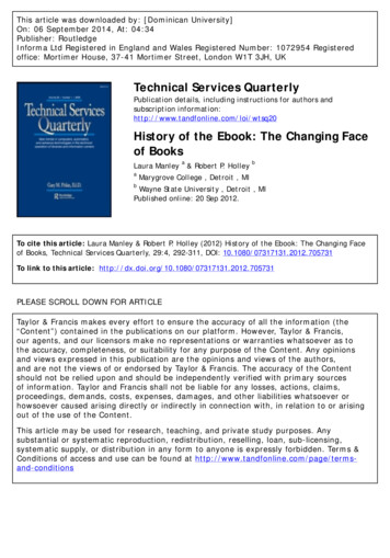 Laura Manley & Robert P. Holley Publisher: Routledge Of .