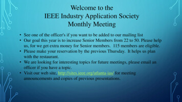 Welcome To The IEEE Industry Application Society Monthly .