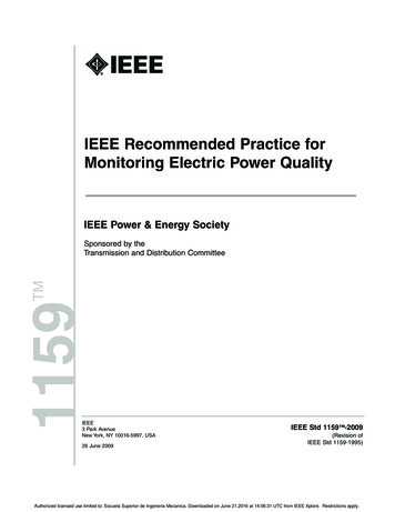IEEE Std 1159 -2009, IEEE Recommended Practice For .