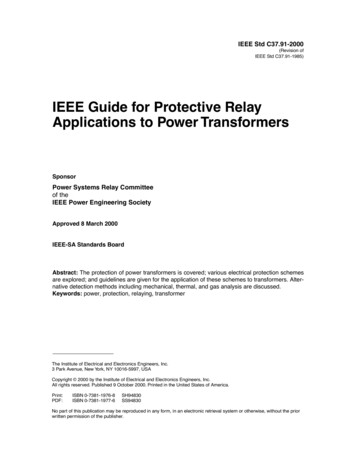 IEEE Guide For Protective Relay Applications To Power .