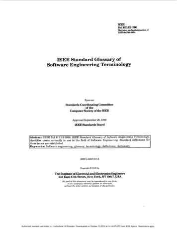 IEEE Standard Glossary Of Software Engineering Terminology .