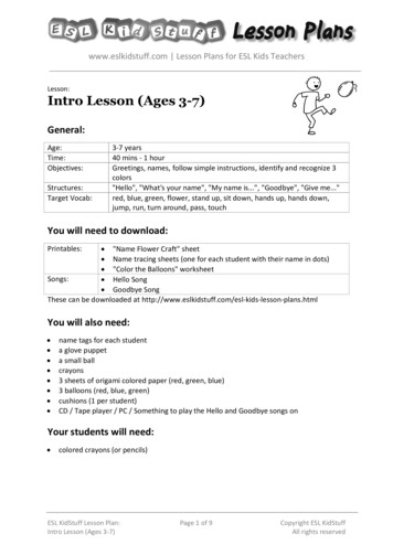 Lesson: Intro Lesson (Ages 3-7) - ESL KidStuff
