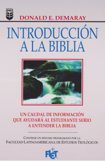 INTRODUCCIÓN A LA BIBLIA - Casaderestauracionrd 