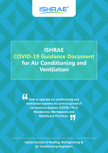 ISHRAE COVID-19 Guidance Document For Air Conditioning And .
