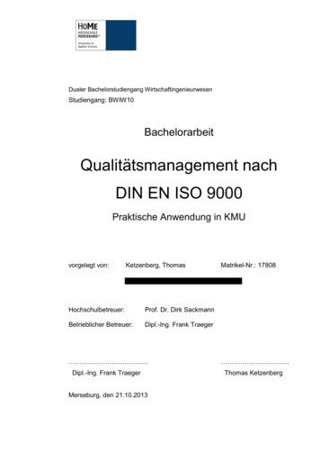 Qualitätsmanagement Nach DIN EN ISO 9000 - Uni-halle.de