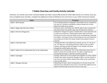 7 Habits Overview And Family Activity Calendar