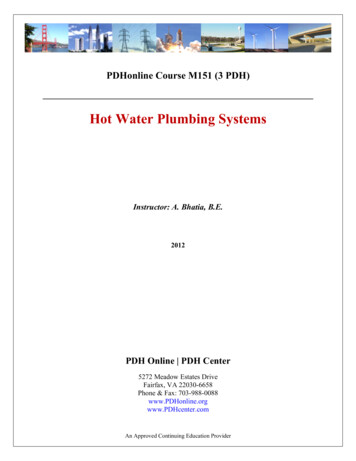 Hot Water Plumbing Systems - Online PDH Provider For .