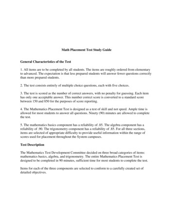 Math Placement Test Study Guide - UW-Super