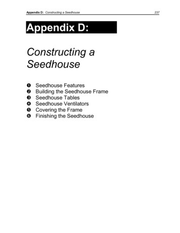 Appendix D: Constructing A Seedhouse 237 Appendix D